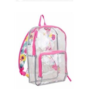 Clear Pretty Flowers Backpack Heavy Duty EastSport 18 x 12 Padded Strap NEW Pink